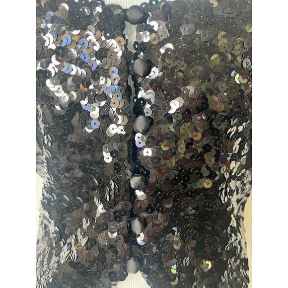 VNTG Betsey Johnson Collection Made in USA Y2K Black Sequin Vest sz M Glam - Picture 4 of 8